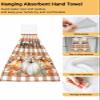 BOBOWUNY Thanksgiving 2 Pcs Hanging Kitchen Hand Towels, Farmhouse Brown Plaid Fall Pumpkin Cotton Leaf Super Soft Microfiber Tie Towels Aborbent Washcloth for Bathroom Oven Tea Bar view 2