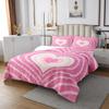 3 Piece Pink Retro Heart Pattern Quilt Bedding Set Women Aldult Lightweight Bedding Lovely Girly Bedspread Set Romantic Bedspread Coverlet Soft Microfiber Home Quilt Set for King Bed All Season view 2