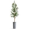 Artificial Tree in Contemporary Geometric Pattern Planter, Fake Olive Silk Tree for Indoor and Outdoor Home Decoration - 68" Overall Tall (Plant Pot Plus Tree) view 2