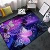 Cartoon Butterfly Rugs for Girls Lovely Kids Room Decor Carpets Purple Animal Theme Soft Carpet Sofa Floor Mat for Living Sitting Playing Room Flannel Cartoon Butterfly Rug for Girls Bedroom, 4'5' view 1