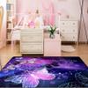 Cartoon Butterfly Rugs for Girls Lovely Kids Room Decor Carpets Purple Animal Theme Soft Carpet Sofa Floor Mat for Living Sitting Playing Room Flannel Cartoon Butterfly Rug for Girls Bedroom, 4'5' view 4