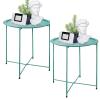 Garden 4 you End Table Set of 2, Outdoor Side Table, Small Patio Table Metal Side Table, Round Folding Side Table, for Outdoor and Living Room,Green view 1