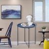 Garden 4 you End Table 2 PCS Metal Side Table Dark Blue Round Folding Tray Cyan Sofa Small Accent Fold-able Table, Round End Table Tray, Next to Sofa Table, Snack Table for Living Room and Bed Room view 2