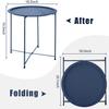 Garden 4 you End Table 2 PCS Metal Side Table Dark Blue Round Folding Tray Cyan Sofa Small Accent Fold-able Table, Round End Table Tray, Next to Sofa Table, Snack Table for Living Room and Bed Room view 3