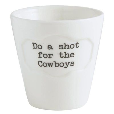47th & Main White Ceramic Football Double Shot Glass, 3-Ounces, Cowboy Fan - Do A Shot