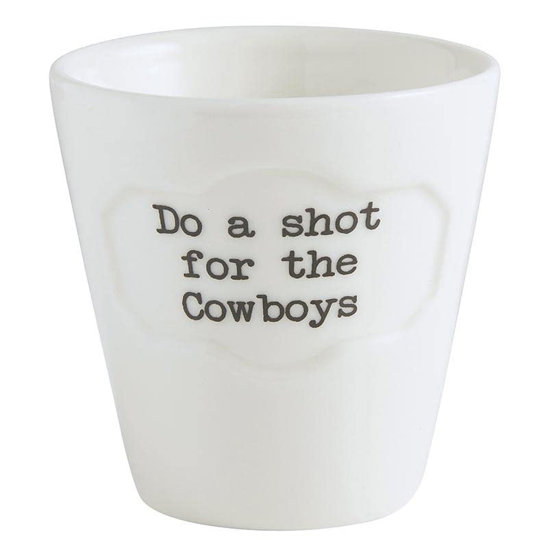 47th & Main White Ceramic Football Double Shot Glass, 3-Ounces, Cowboy Fan - Do A Shot