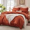 Andency Queen Comforter Set with Sheets Burnt Orange - 7 Pieces Boho Tassel Bed in a Bag Soft Lightweight Bedding Sets, Terracotta Rust Fringe Bed Set with Comforter, Sheets, Pillowcases & Shams view 1