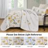 Dinjoy Quilt Set Queen Cute Floral Bedspread Coverlet Yellow Flower Quilts Microfiber Lightweight Summer Bedding Sets Reversible Soft Quilted Bed Cover for All Season(96"x90") view 2