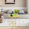 Garden 4 you End Table 2 PCS Metal Side Table Yellow Round Folding Tray Cyan Sofa Small Accent Fold-able Table, Round End Table Tray, Next to Sofa Table, Snack Table for Living Room and Bed Room view 2