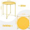 Garden 4 you End Table 2 PCS Metal Side Table Yellow Round Folding Tray Cyan Sofa Small Accent Fold-able Table, Round End Table Tray, Next to Sofa Table, Snack Table for Living Room and Bed Room view 3