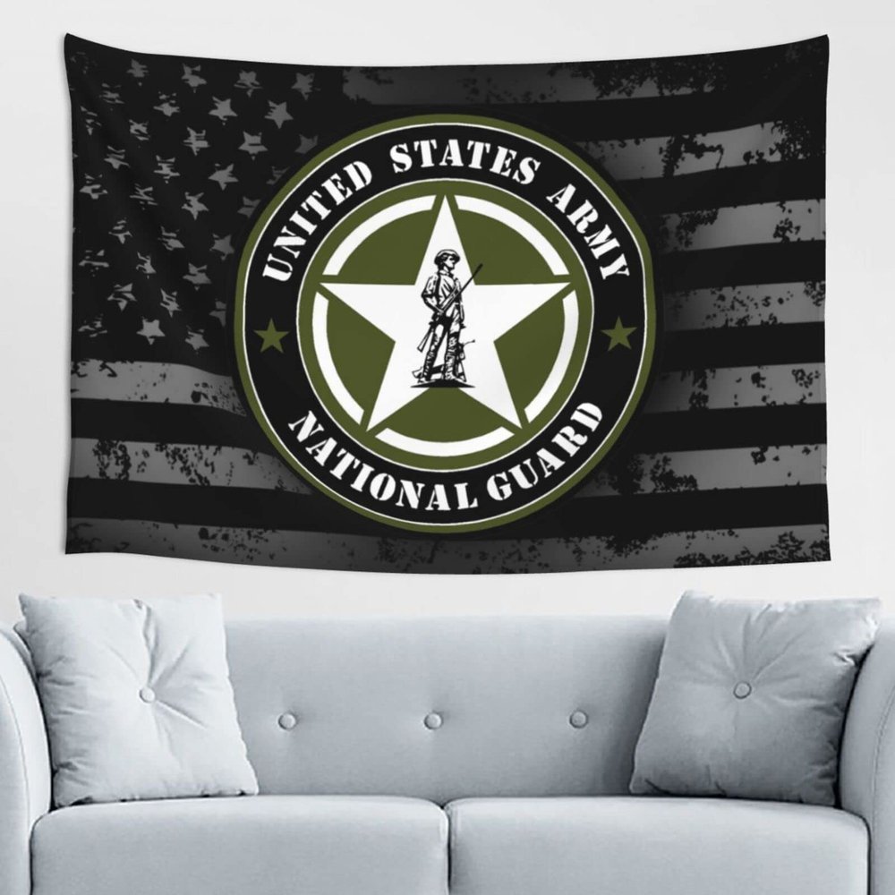 Rqwaaed United States Army National Guard Tapestry 60 * 40inch Boutique Wall Hanging Tapestry For Bedroom Party Home Decor
