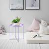 Garden 4 you End Table 2 PCS Metal Side Table Purple Round Folding Tray Cyan Sofa Small Accent Fold-able Table, Round End Table Tray, Next to Sofa Table, Snack Table for Living Room and Bed Room view 2