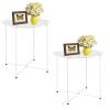 Garden 4 you End Table Metal Side Table Round Folding Tray Cyan Sofa Small Accent Fold-able Table, Round End Table Tray, Next to Sofa Table, Snack Table for Living Room and Bed Room,White view 1