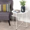 Garden 4 you End Table Metal Side Table Round Folding Tray Cyan Sofa Small Accent Fold-able Table, Round End Table Tray, Next to Sofa Table, Snack Table for Living Room and Bed Room,White view 2