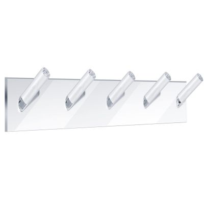 Chunful 2 Pcs Acrylic Wall Mounted Necklaces Organizer with 6 Hooks Clear Adhesive Jewelry Wall Mount Hanging Hooks for Necklaces Bracelets Rings Chains
