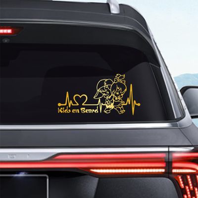 Dreothy Kids on Board Vinyl Stickers for Cars, Funny Boy and Girl Baby Safety Sign Decal Cars Trucks Vans Walls Window Bumper Stickers (Brushed Gold)
