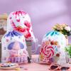 Kacctyen 16 Pcs Candyland Party Favors Goodie Bags, Polyester Drawstring Gift Bags with Stickers Candyland Themed Backpack Birthday Baby Shower Party Supplies view 4