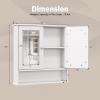 COSTWAY Bathroom Cabinet Wall Mount, Wooden Medicine Cabinet with 2 Mirror Doors, Adjustable Shelf, Open Compartment, for Laundry, Living Room, Kitchen, White view 3