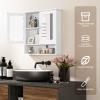 COSTWAY Bathroom Cabinet Wall Mount, Wooden Medicine Cabinet with 2 Mirror Doors, Adjustable Shelf, Open Compartment, for Laundry, Living Room, Kitchen, White view 4