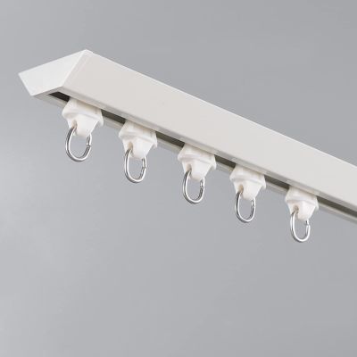 3.28-13.12Ft Long Curtain Track Ceiling Mount, Aluminum Curtain Rail/Privacy Room Divider For Balcony/Bay Window/Hotel/Office, Black, White (Color : White, Size : 200cm)