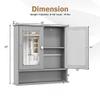 COSTWAY Bathroom Cabinet Wall Mount, Wooden Medicine Cabinet with 2 Mirror Doors, Adjustable Shelf, Open Compartment, for Laundry, Living Room, Kitchen, Gray view 3