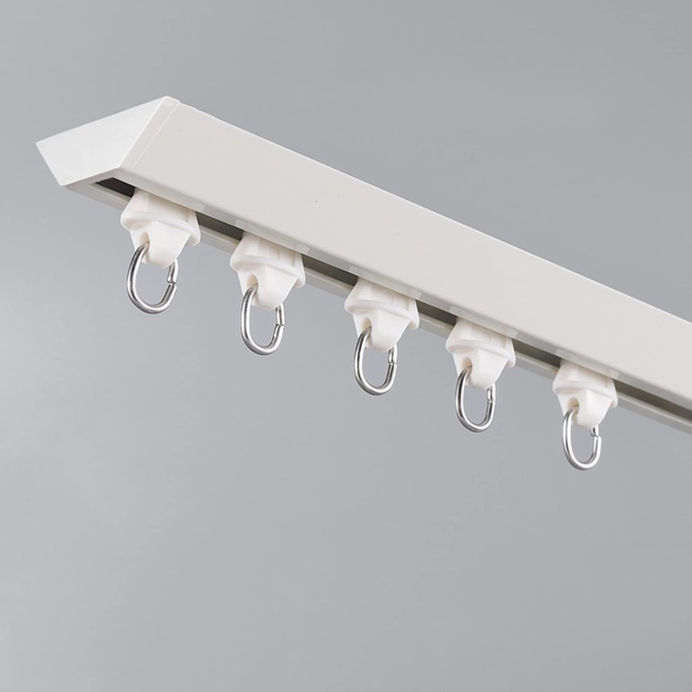 3.28-13.12Ft Long Curtain Track Ceiling Mount, Aluminum Curtain Rail/Privacy Room Divider For Balcony/Bay Window/Hotel/Office, Black, White (Color : White, Size : 400cm)