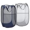 Buenod 2 Pack Mesh Laundry Hampers, Pop Up Laundry Baskets, Collapsible Clothes Storage Bins for Bedroom, Dormitory, Apartment, Grey+ Navy Blue view 1