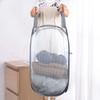 Buenod 2 Pack Mesh Laundry Hampers, Pop Up Laundry Baskets, Collapsible Clothes Storage Bins for Bedroom, Dormitory, Apartment, Grey+ Navy Blue view 3
