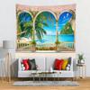 Loccor Tropical Beach Palm Tree Tapestry Balcony Window Seascape Landscape Wall Hanging Summer Seaside Paradise Wall Hanging Home Decor for Bedroom Living Room W118 x H98 inches view 2