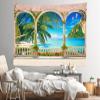 Loccor Tropical Beach Palm Tree Tapestry Balcony Window Seascape Landscape Wall Hanging Summer Seaside Paradise Wall Hanging Home Decor for Bedroom Living Room W118 x H98 inches view 4