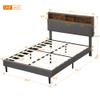 Anwick Full Bed Frame with USB Ports and Outlets, Upholstered Platform Bed with Storage Headboard, Full Size with Shelf Headboard, 10 Wood Slats, No Box Spring Needed (Gray + Linen, Full) view 2