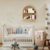 2 Tier Fan-shaped Rattan Wall Shelf, Nursery Shelf for Wall Storage, Natural Pine Wood Wicker Wall Shelf, Boho Shelf for Netural Nursery Decor, Decorative Shelf for Living Room, Bedroom & Bathroom view 2