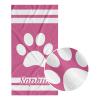 SunFancyCustom Pink White Stripe Paw Beach Towel Personalized with Name Sandproof Bath Towels for Basketball Baseball 30 x 60 Inch view 1