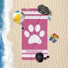 SunFancyCustom Pink White Stripe Paw Beach Towel Personalized with Name Sandproof Bath Towels for Basketball Baseball 30 x 60 Inch view 3