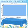 12 Pcs Ocean Tablecloth Disposable Plastic Tablecloth Waterproof Table Cover for Rectangle Sea Table Cover for Surf Ocean Pool Party Birthday Decor, 54 x 108 Inch, Lake Blue, Sky Blue, Dark Blue view 3