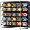 HHUXIUE Challenge Coin Wall Display Case, Acrylic Military Challenge Coin Holder with Removable Shelves and Magnetic Door,Coin Box fits 45 Military Medals Poker Chip view 1