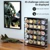 HHUXIUE Challenge Coin Wall Display Case, Acrylic Military Challenge Coin Holder with Removable Shelves and Magnetic Door,Coin Box fits 45 Military Medals Poker Chip view 2
