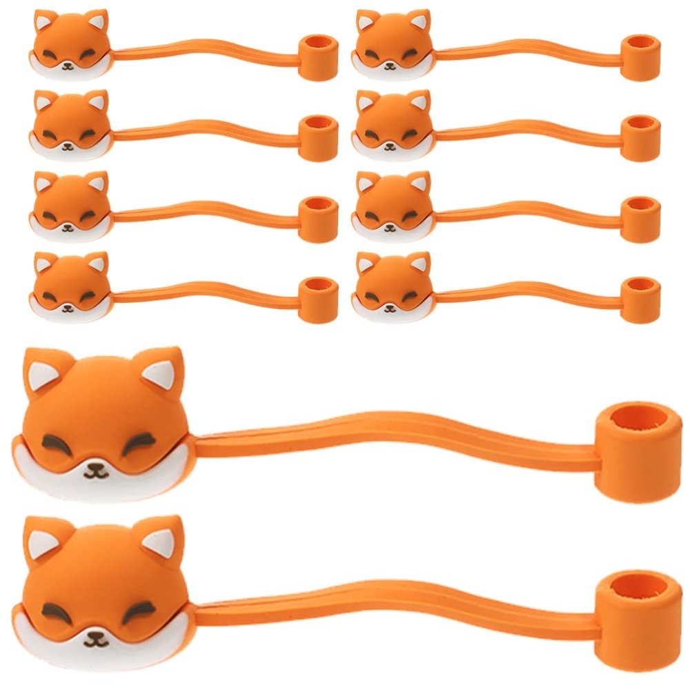 10pcs Cartoon Silicone Straw Caps Reusable Cute Drinking Straw Covers for Parties Travel and Home Use for Boys and Girls and Adults Easy to Carry and Use