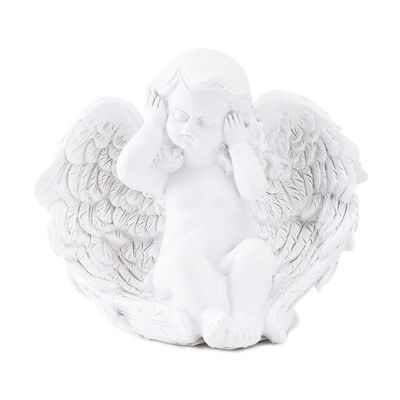 BRABUD Resin Hear No Evil Angle Statue White Cherubs Figurine Home Bedroom Living Room Book Shelf Decoration TQGJBS388