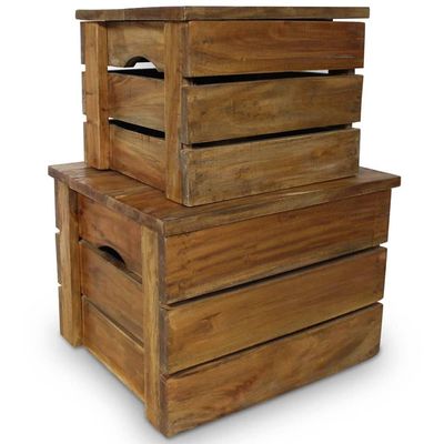 GOLINPEILO Storage Crate Set 2 Pieces Solid Reclaimed Wood,Storage Chest Solid Wood Lockable Storage Cabinet Home Organizer Wooden Storage Box for Hallway,Entryway,Bedroom Home Furniture Home Decor