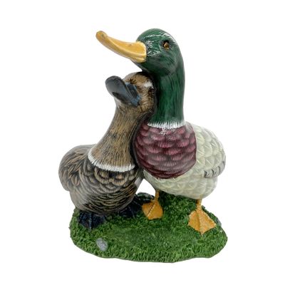 Mallard Duck Couple Statue Home Dcor Realistic Painted Sculpture Table Animal Decoration for Indoor Kitchen Dining Room Nature Color (Couple Mallard)