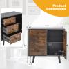 Tangkula Storage Cabinet with 3 Drawers and Door, Industrial Wood Accent Cabinet with Adjustable Shelf, Retro Farmhouse Sideboard Buffet for Kitchen Living Room (Industrial) view 3