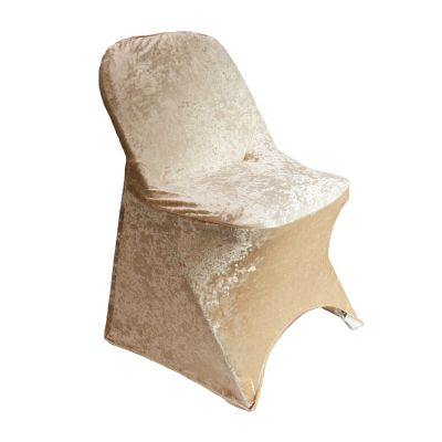 6 Pack Velvet Stretch Spandex Folding Chair Covers for Parties (Gold)