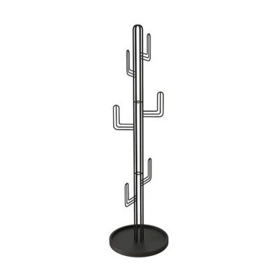 Metal Coat Rack Stand Freestanding Coat Hanger with Stable Round Metal Base Cactus Shaped Hooks for Clothes Hats and Bags 70.9 Inch Coat Rack for Entryway Hallway Bedroom and Office (Color : White) (Black )
