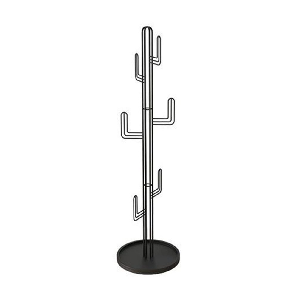 Metal Coat Rack Stand Freestanding Coat Hanger with Stable Round Metal Base Cactus Shaped Hooks for Clothes Hats and Bags 70.9 Inch Coat Rack for Entryway Hallway Bedroom and Office (Color : White) (Black )