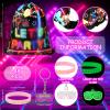 Talltalk 48 Pcs Glow in Dark Party Favor Bulk Neon Party Birthday Decoration Set 16 Let's Glow Drawstring Bag Treat Goodie Bag 16 Bracelet 16 Light Keychain for Mardi Gras carnival Neon Supplies Decor view 2