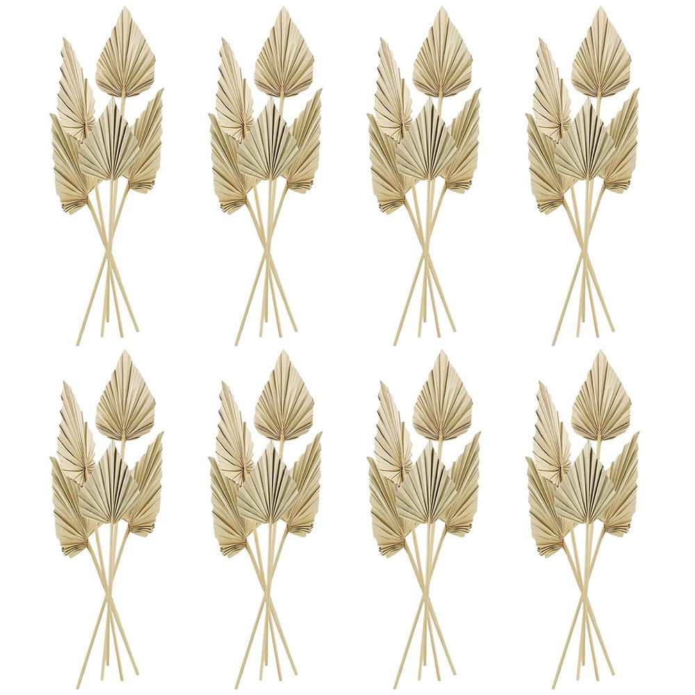 Cenkaiyang 40 Pcs Boho Dried Palm Spears Leaves, Real Palm Fans with Stem, Natural Dried Leaf Boho Home Decor for Vase, Wedding, Office, Home (40 Pieces)