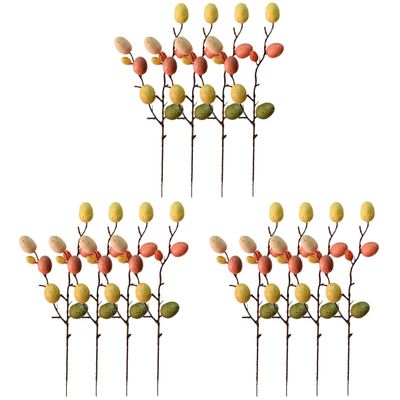 12 Pcs Easter Crafts Fruits Silk Stems Outdoor Decor Artificial Plants Stems Artificial Floral Stub Stem Basket Decor Artificial Flowers Easter Adornment Willow Branch Easter Egg
