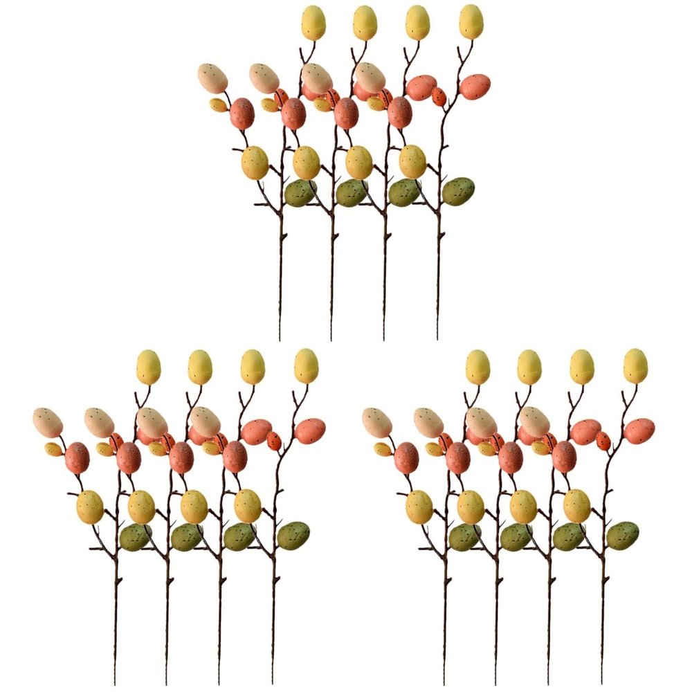 12 Pcs Easter Crafts Fruits Silk Stems Outdoor Decor Artificial Plants Stems Artificial Floral Stub Stem Basket Decor Artificial Flowers Easter Adornment Willow Branch Easter Egg
