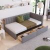 Merax Upholstered Daybed with 2 Storage Drawers Twin Size Sofa Bed Frame No Box Spring Needed, Linen Fabric view 3